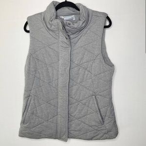 Athleta Quilted Snap and Zip Front Gray Athleisure Vest Womens Size L